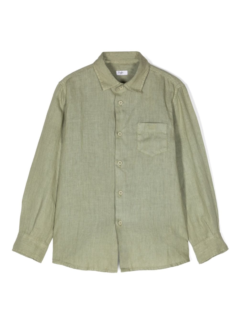 Il Gufo logo-embroidered linen shirt - Green von Il Gufo