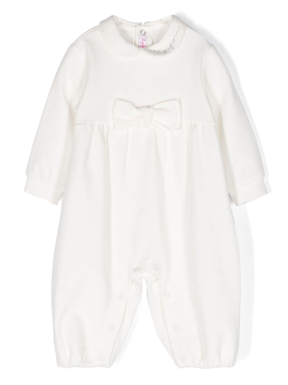 Il Gufo logo-embroidered rounded-collar romper - White von Il Gufo