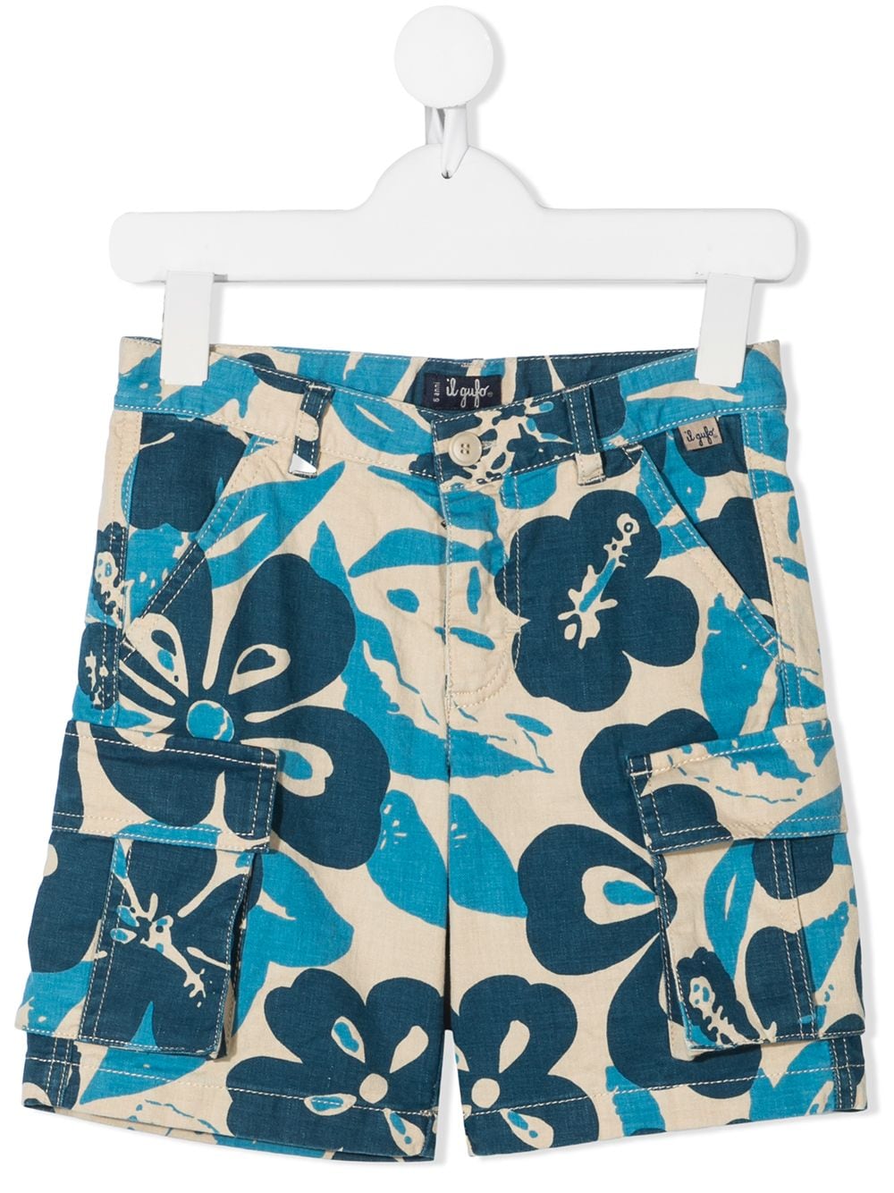 Il Gufo mid-rise floral print cargo shorts - Blue von Il Gufo