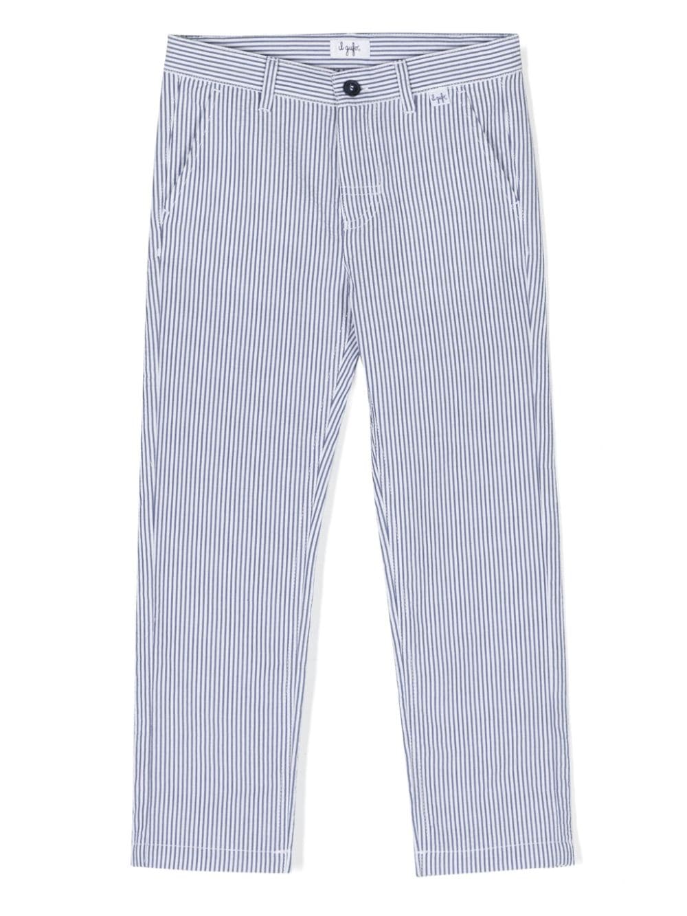 Il Gufo mid-rise striped cotton trousers - Blue von Il Gufo