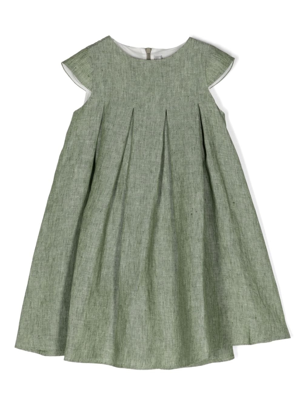 Il Gufo pleated linen dress - Green von Il Gufo