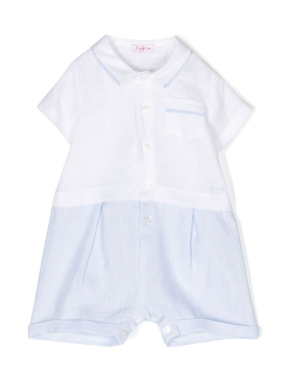 Il Gufo polo-shirt linen romper - White von Il Gufo