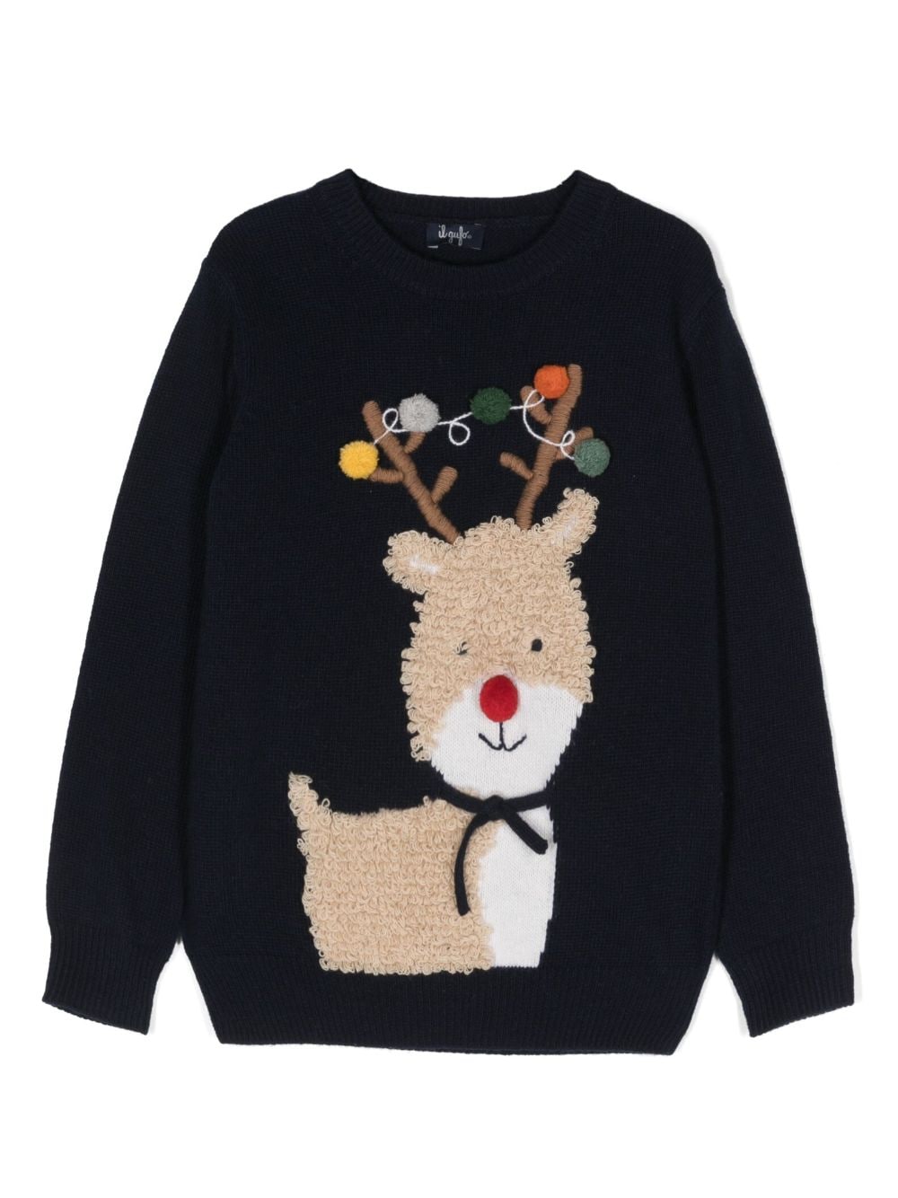 Il Gufo reindeer-motif round-neck jumper - Blue von Il Gufo