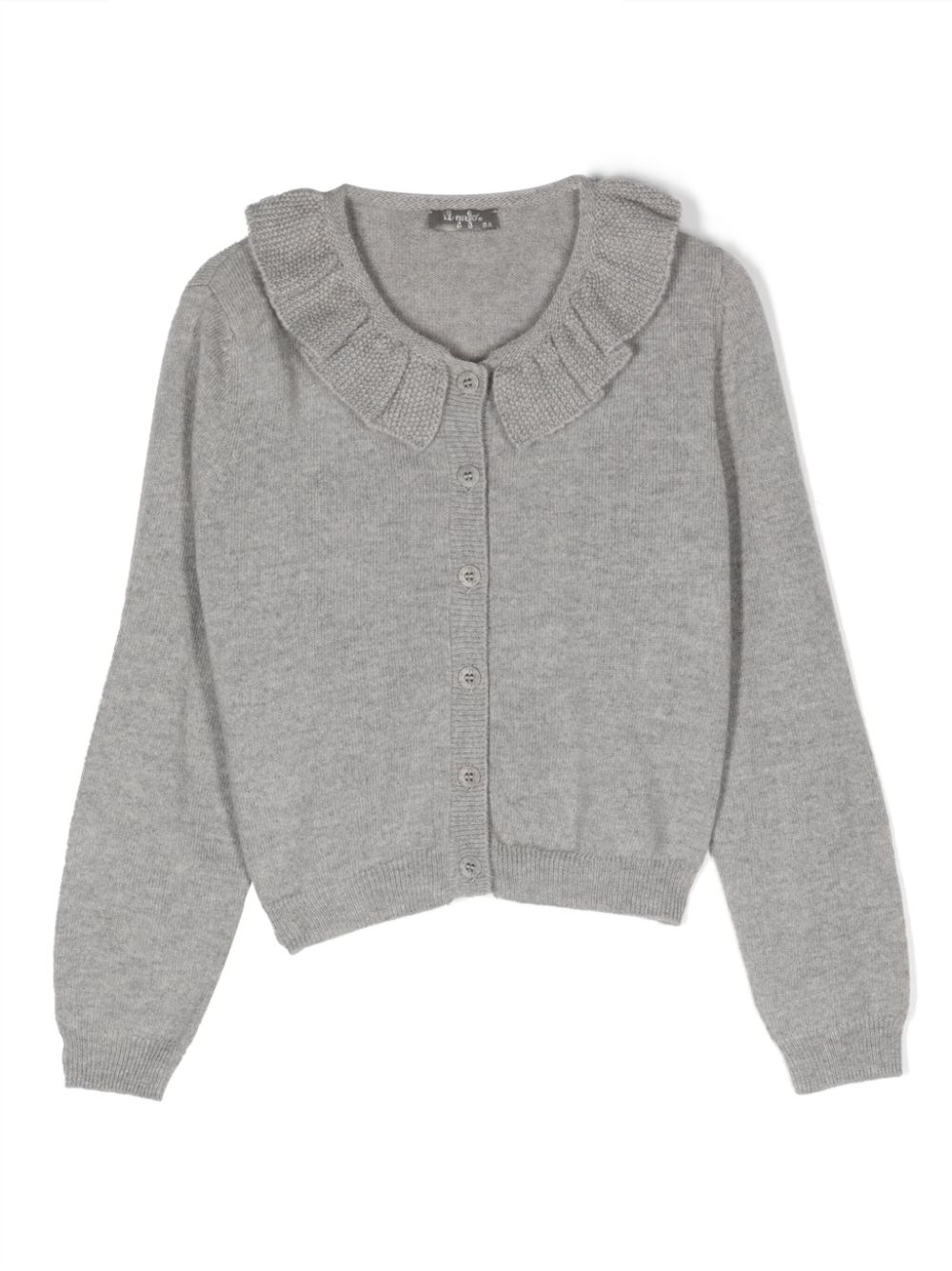 Il Gufo ruffle-trim buttoned cardigan - Grey von Il Gufo