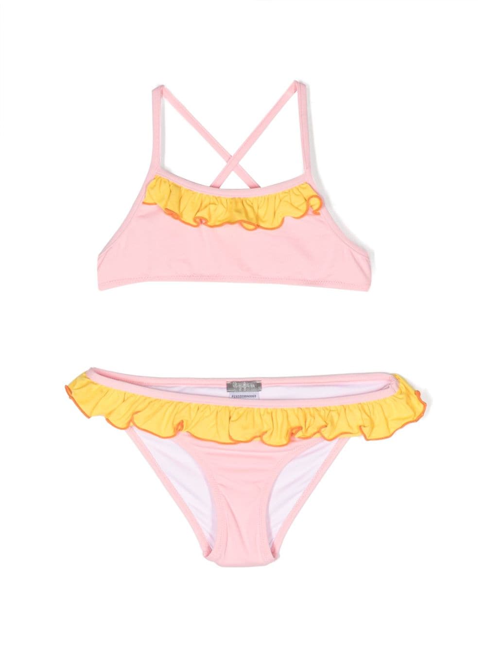 Il Gufo ruffled crossover-strap bikini - Pink von Il Gufo