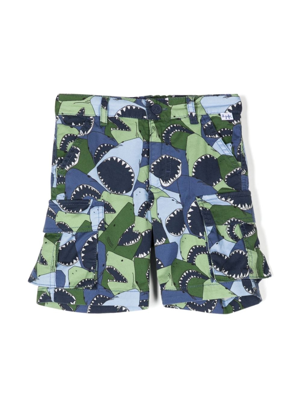 Il Gufo shark-print stretch-cotton shorts - Blue von Il Gufo