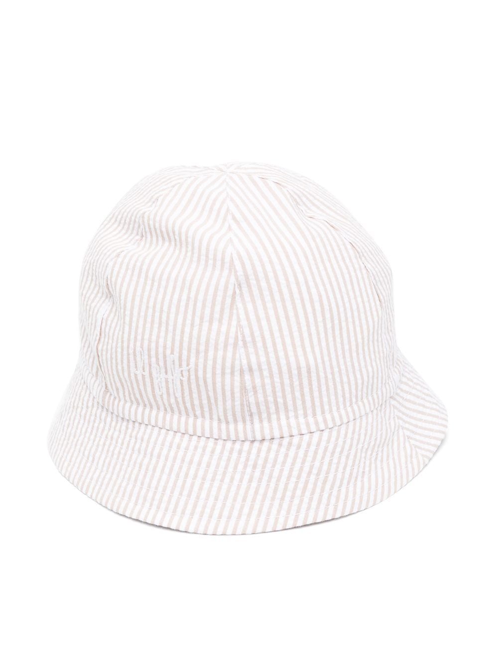 Il Gufo stripe-print cotton sun hat - White von Il Gufo