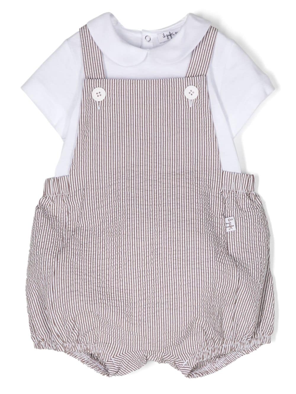 Il Gufo striped dungarees set - Brown von Il Gufo