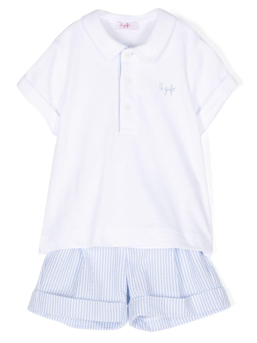 Il Gufo striped seersucker short set - Blue von Il Gufo