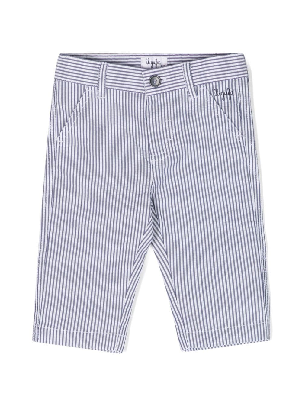 Il Gufo striped seersucker trousers - Blue von Il Gufo