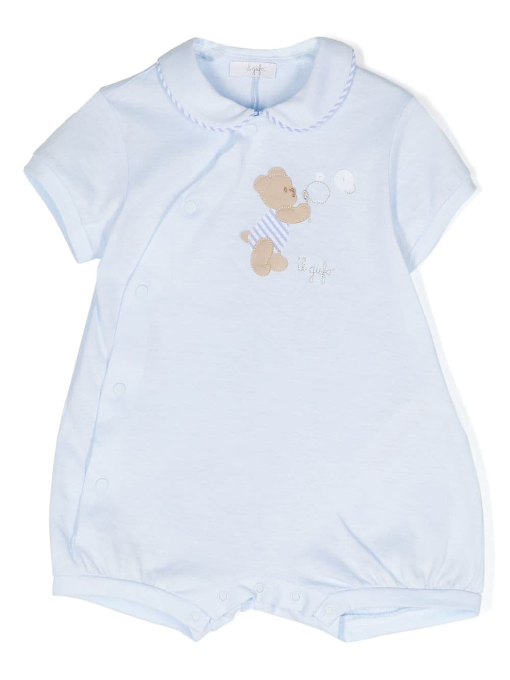 Il Gufo teddy bear-motif cotton shortie - Blue von Il Gufo