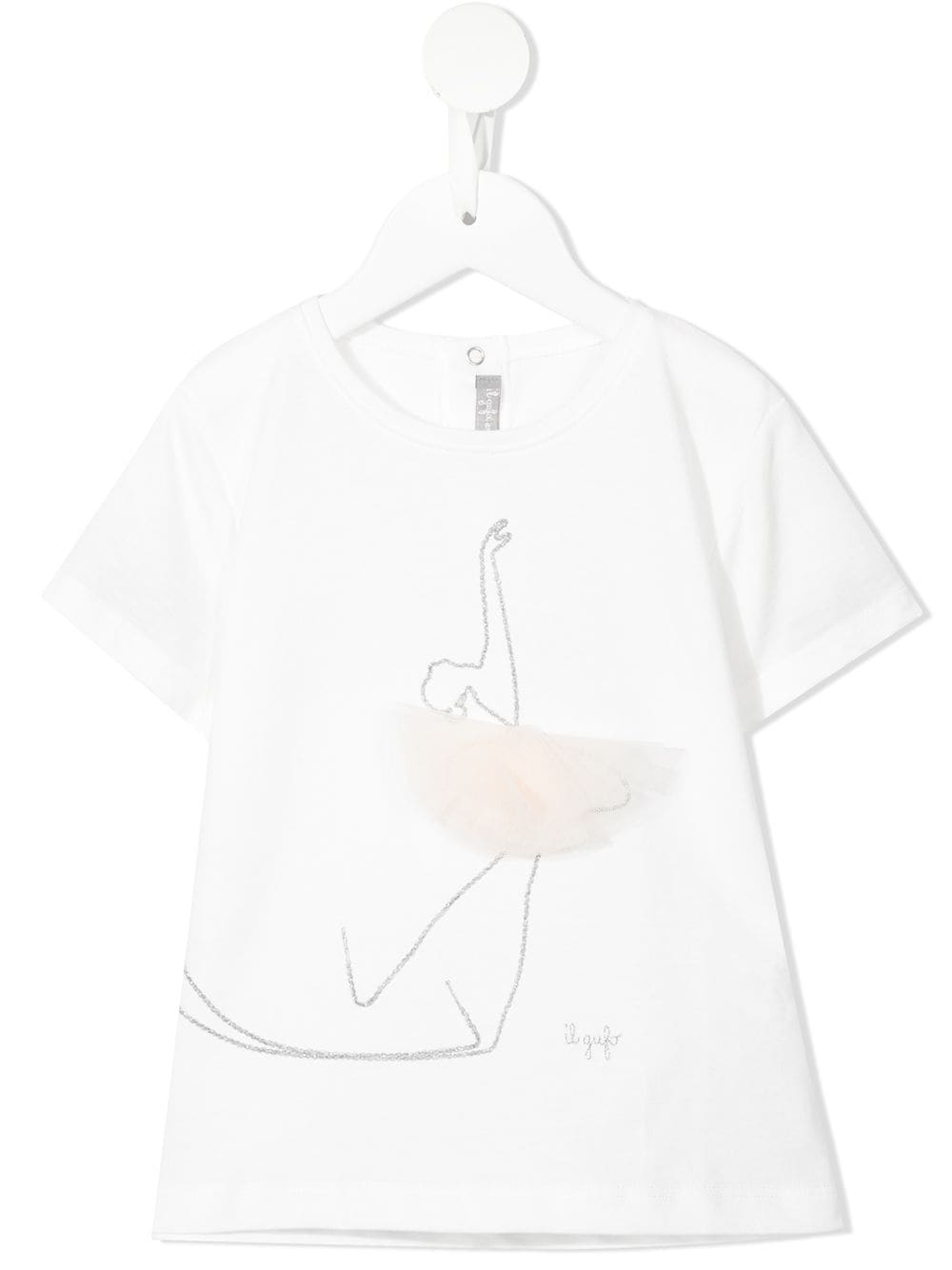Il Gufo tulle-tutu ballerina-print T-shirt - White von Il Gufo