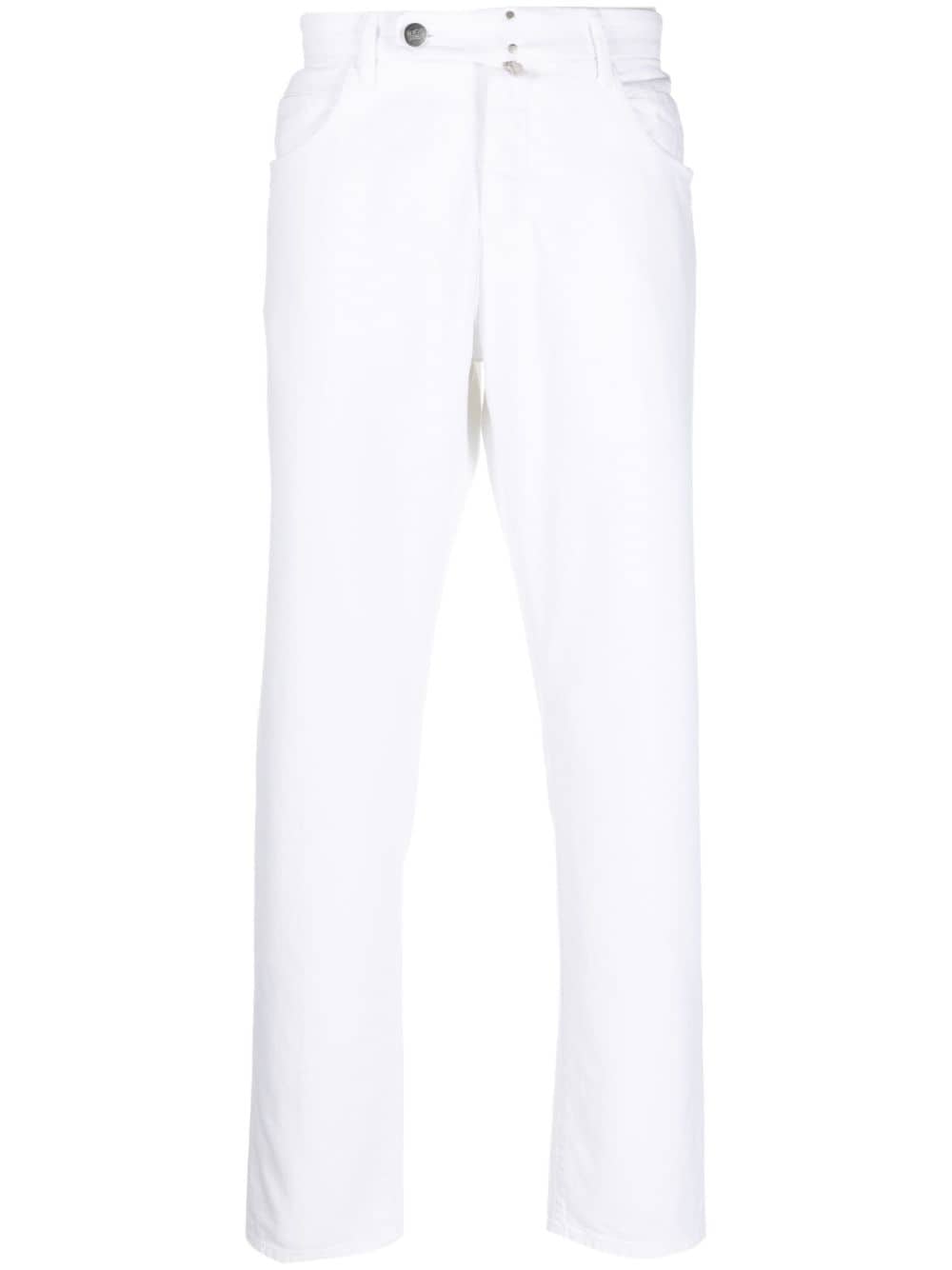 Incotex off-centre button-fastening trousers - White von Incotex