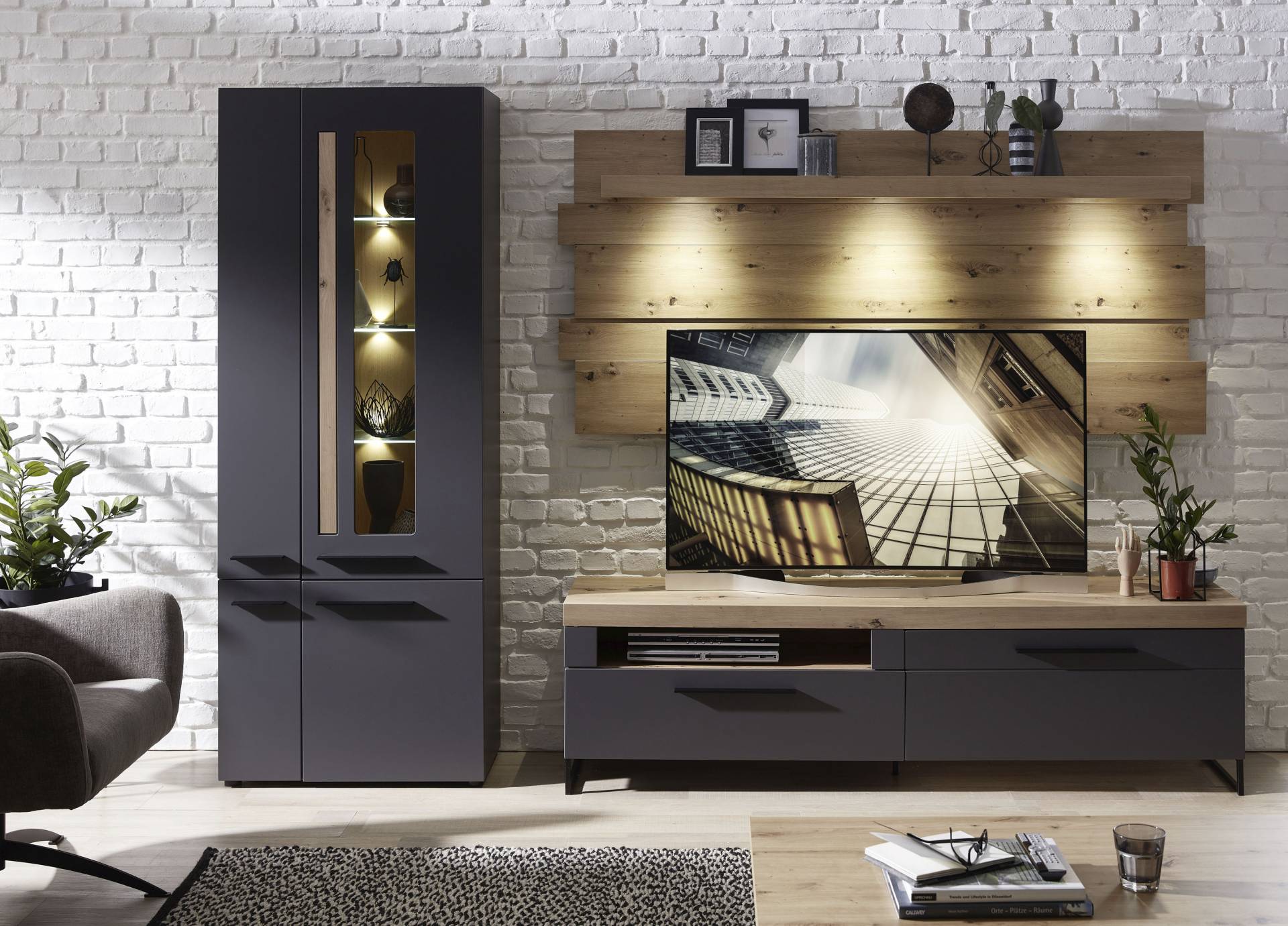 Innostyle Wohnwand »Loft Two«, (3 St.), inklusive LED-Beleuchtung von Innostyle