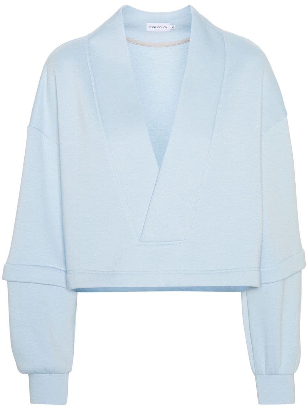 Ioana Ciolacu V-neck cotton-blend sweatshirt - Blue von Ioana Ciolacu