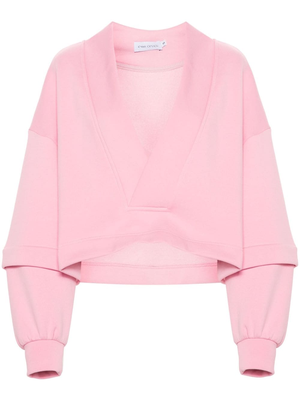 Ioana Ciolacu V-neck cotton-blend sweatshirt - Pink von Ioana Ciolacu