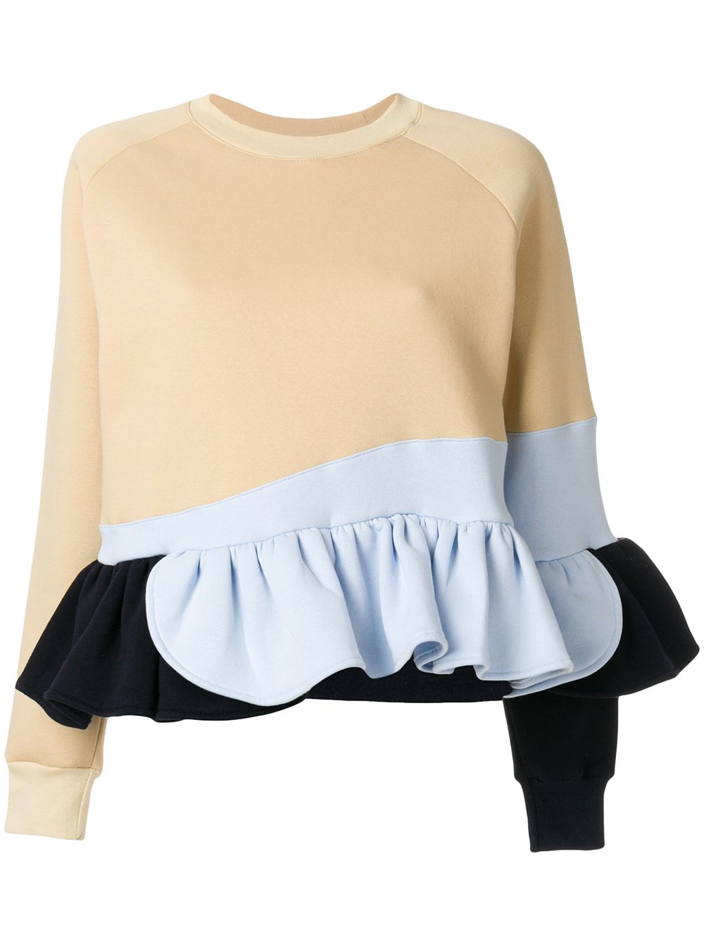 Ioana Ciolacu frilled colour block sweatshirt - Neutrals von Ioana Ciolacu