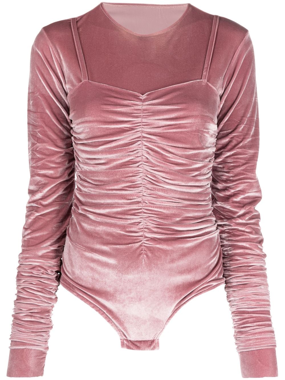 Ioana Ciolacu velvet-effect gathered-detail body - Pink von Ioana Ciolacu