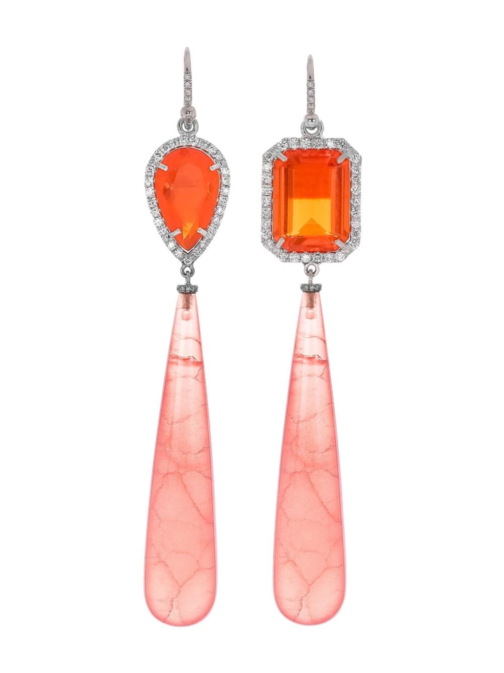 Irene Neuwirth 18kt white gold One Of A Kind opal, rhodochrosite and diamond earrings - Silver von Irene Neuwirth