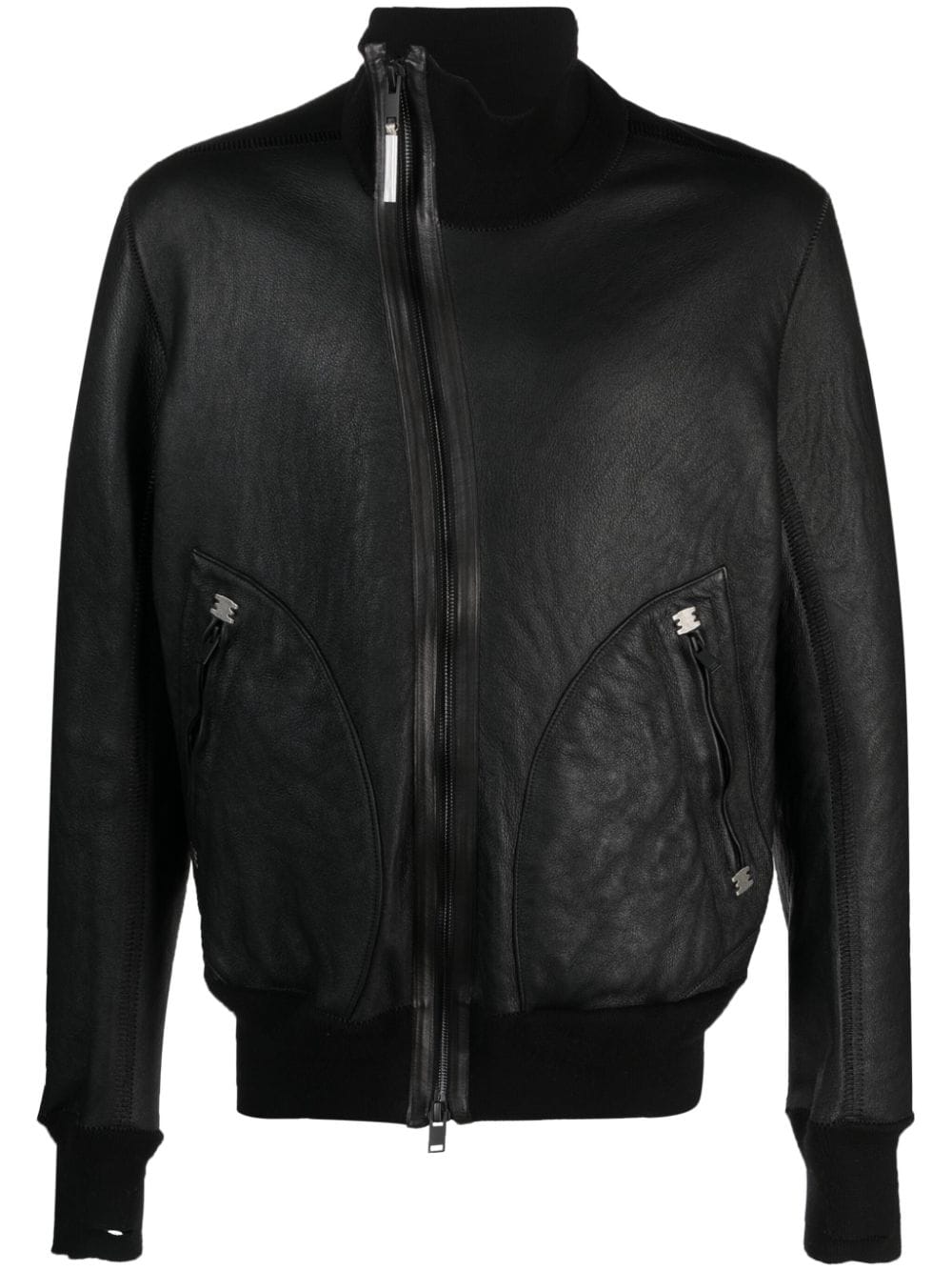 Isaac Sellam Experience off-centre leather bomber jacket - Black von Isaac Sellam Experience