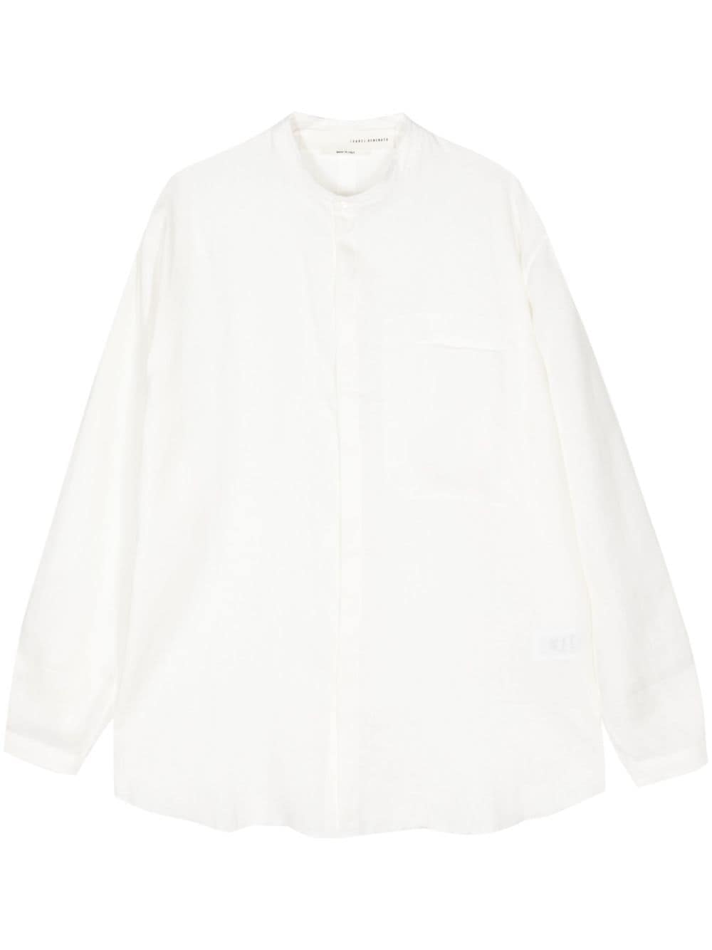 Isabel Benenato band-collar linen shirt - White von Isabel Benenato