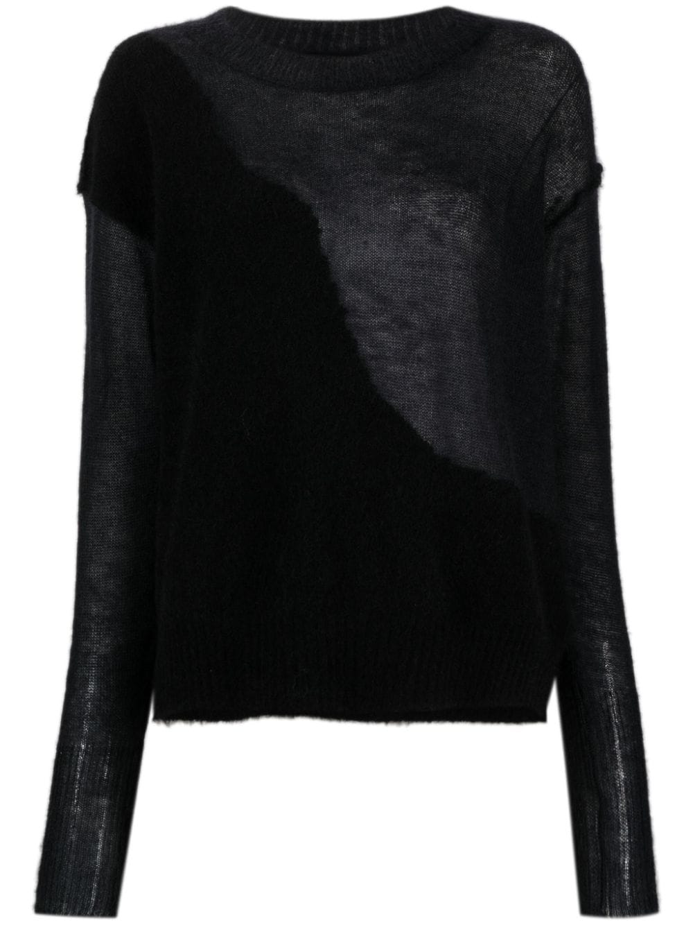 Isabel Benenato crew-neck panelled fine-ribbed jumper - Black von Isabel Benenato