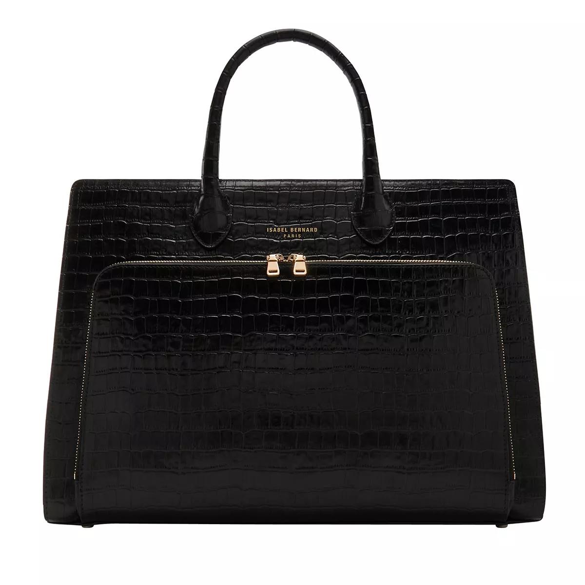 Isabel Bernard Henkeltasche - Honoré Nadine Croco Black Calfskin Leather Handbag - Gr. unisize - in Schwarz - für Damen von Isabel Bernard