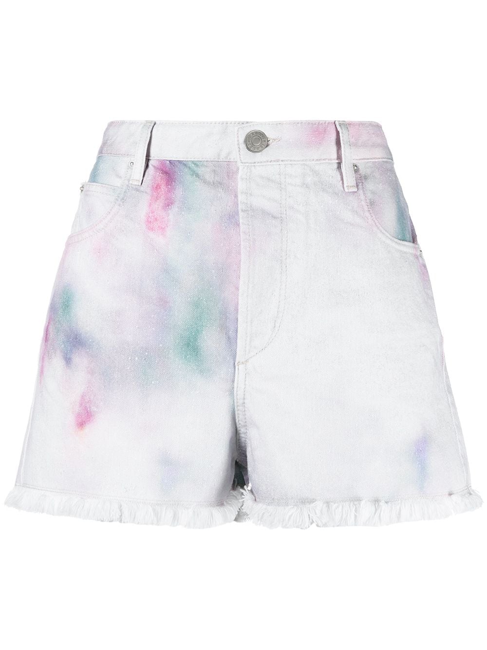 MARANT ÉTOILE painterly-print denim shorts - White von MARANT ÉTOILE