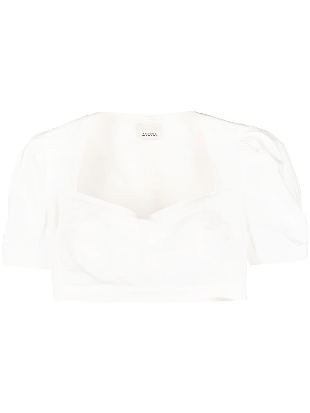 MARANT ÉTOILE cropped puff-sleeve top - White von MARANT ÉTOILE