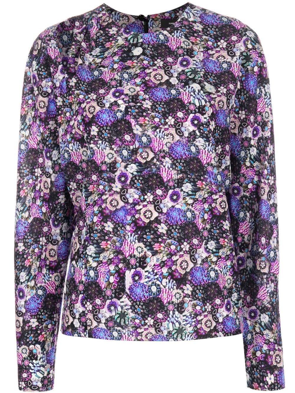 ISABEL MARANT floral-print stretch-silk blouse - Purple von ISABEL MARANT