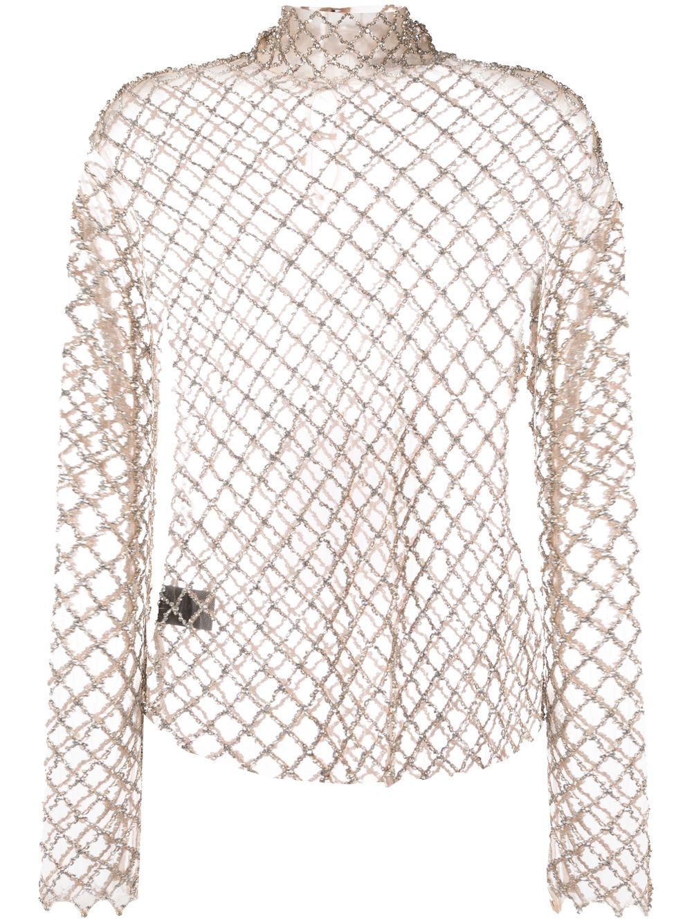 ISABEL MARANT sheer crystal-embellished mesh top - Neutrals von ISABEL MARANT