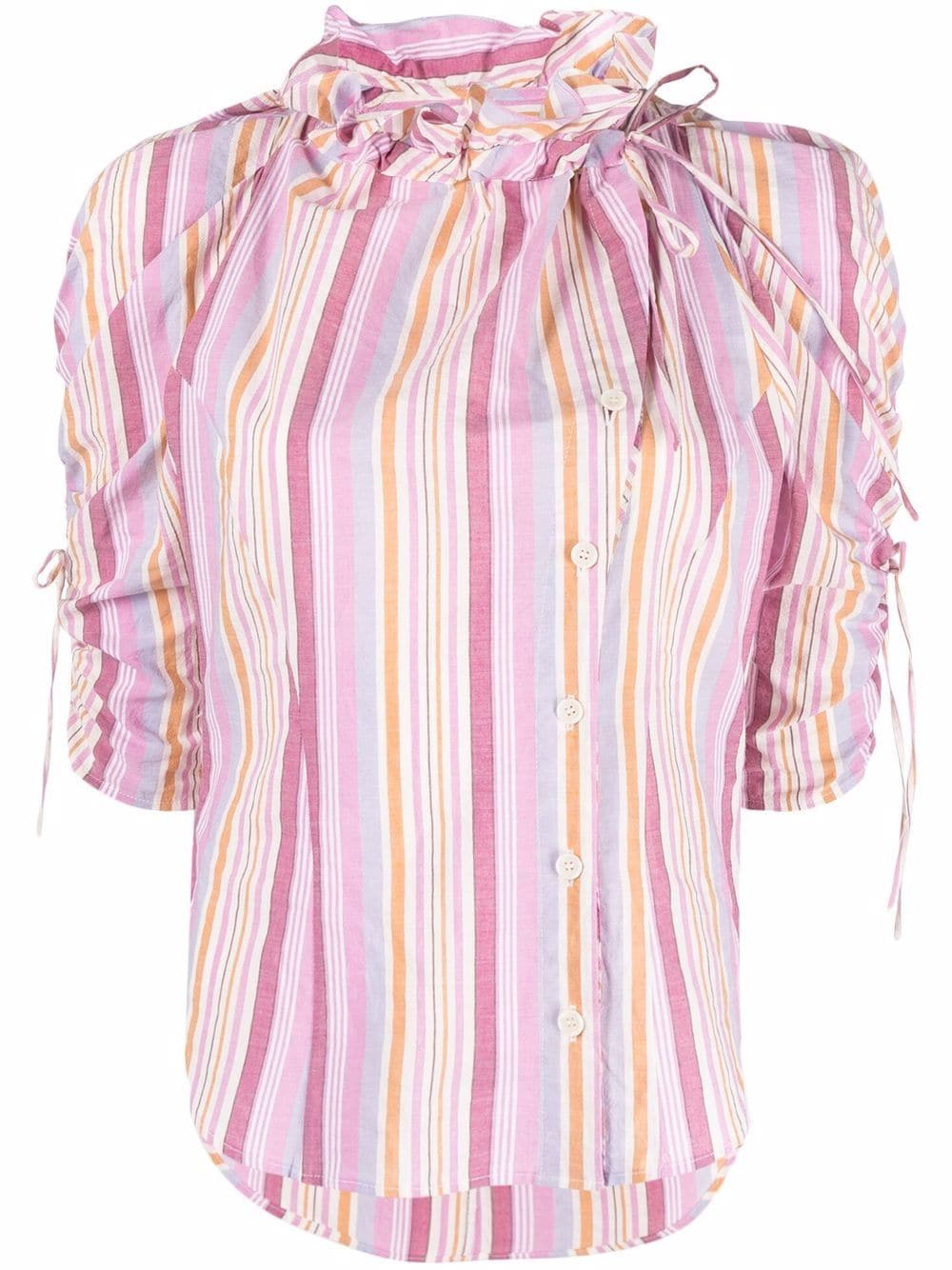 ISABEL MARANT striped ruffled-neck shirt - Pink von ISABEL MARANT