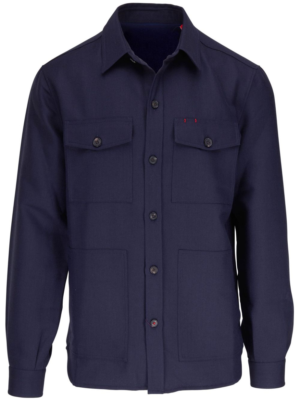 Isaia contrast-stitching spread-collar shirt jacket - Blue von Isaia