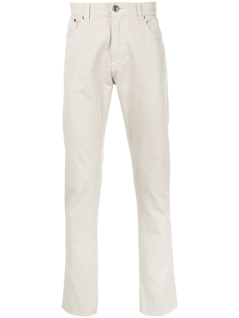 Isaia contrast-trim straight trousers - Neutrals von Isaia