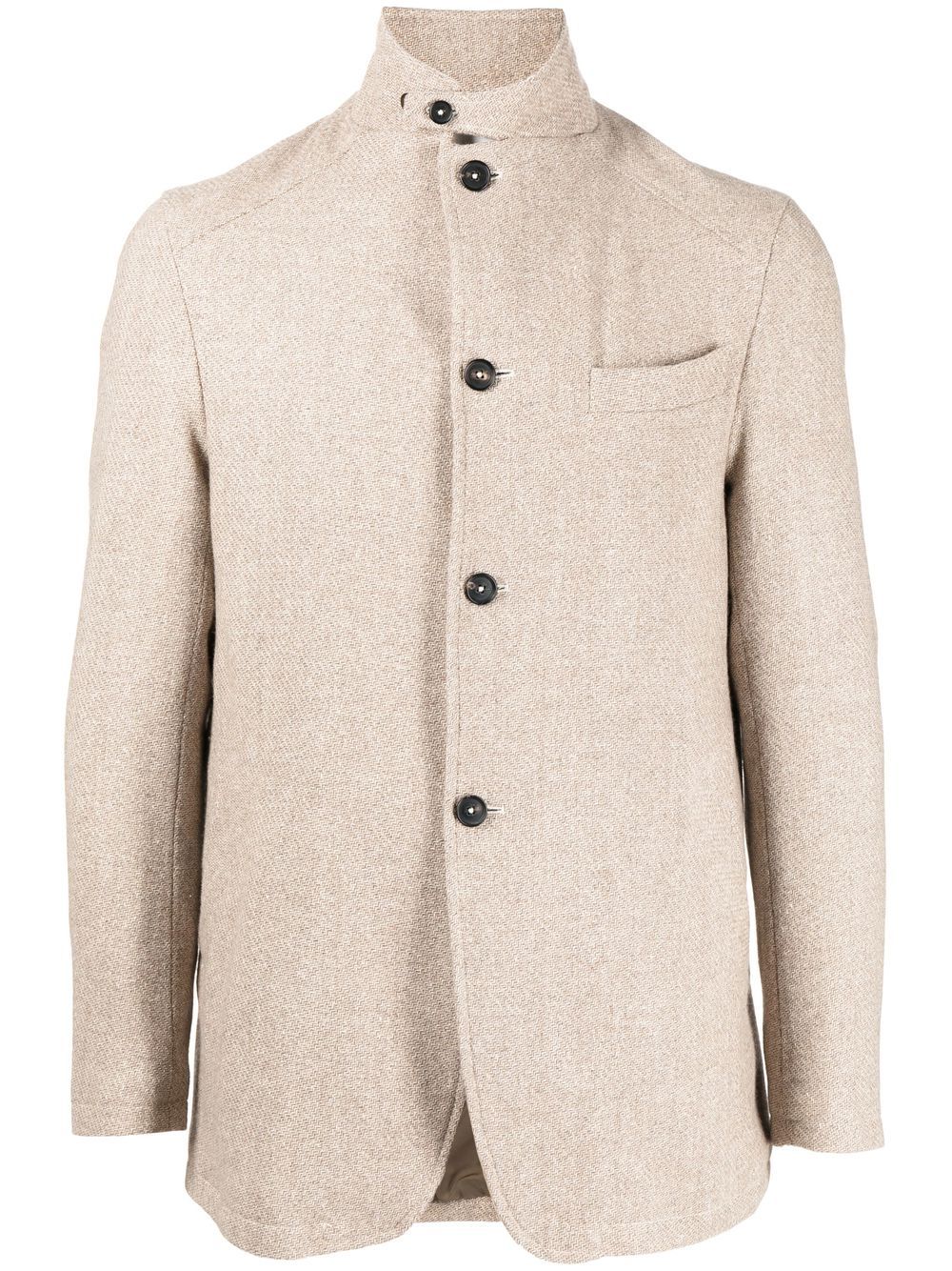 Isaia high-neck collarless jacket - Brown von Isaia