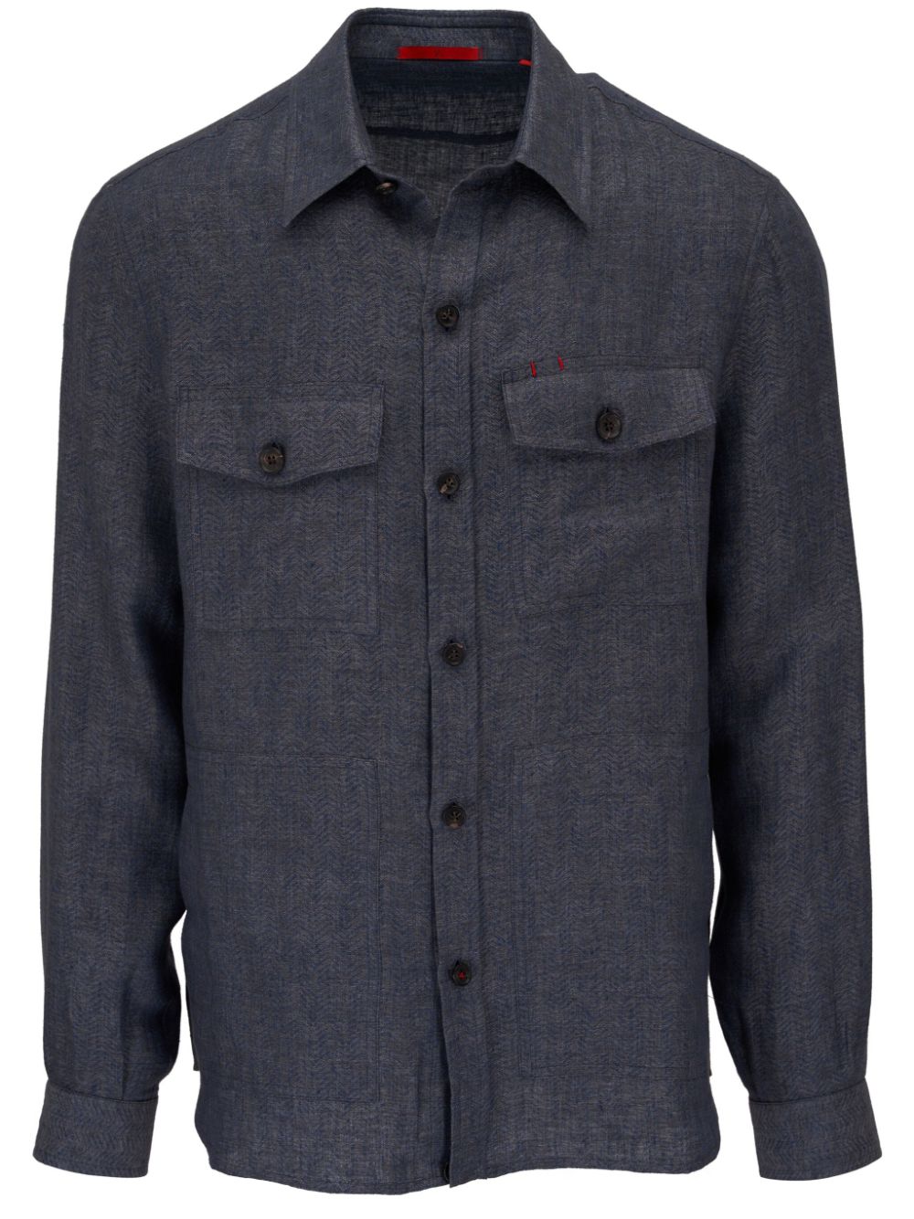 Isaia linen shirt jacket - Blue von Isaia