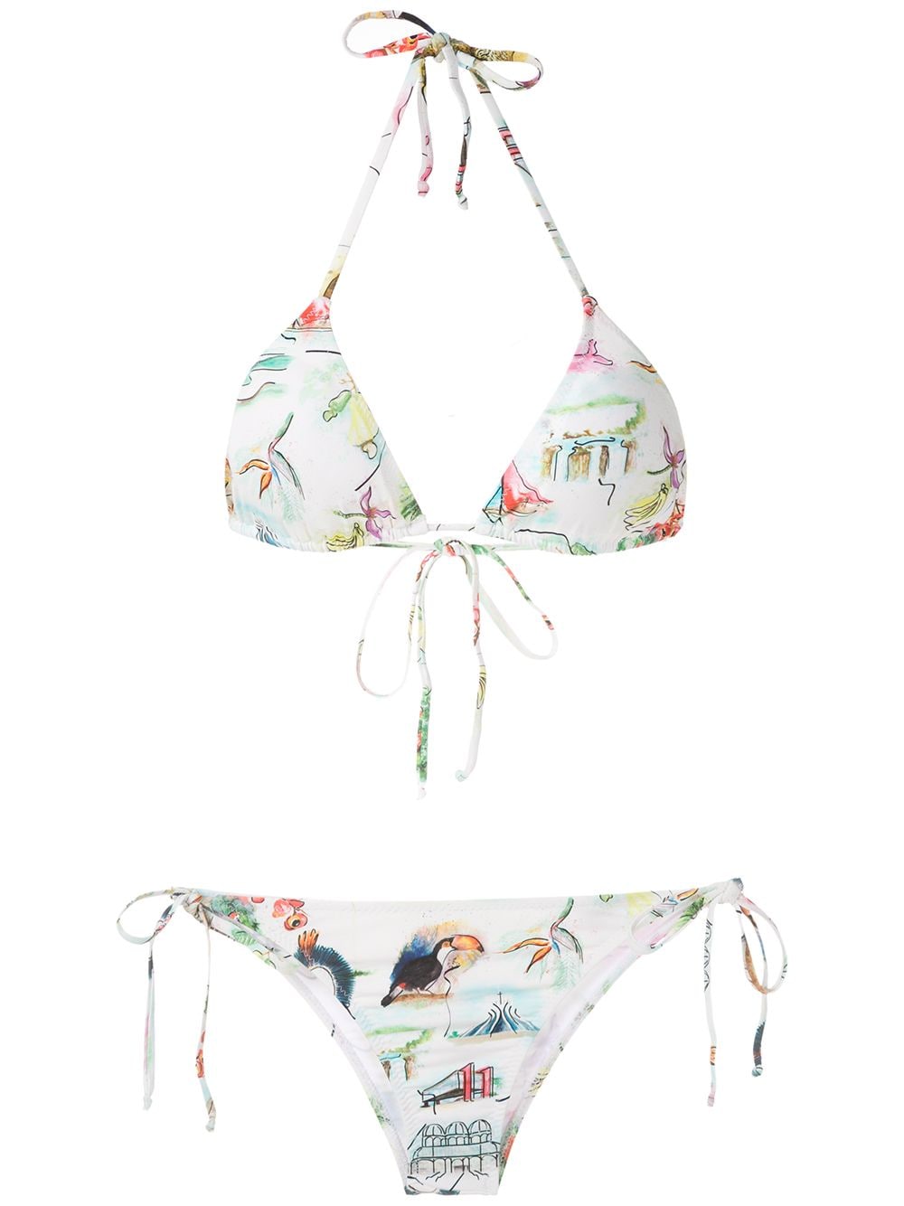 Isolda Borakay printed tie bikini set - White von Isolda