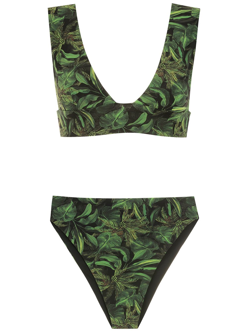Isolda Coqueiral foliage-print bikini set - Black von Isolda