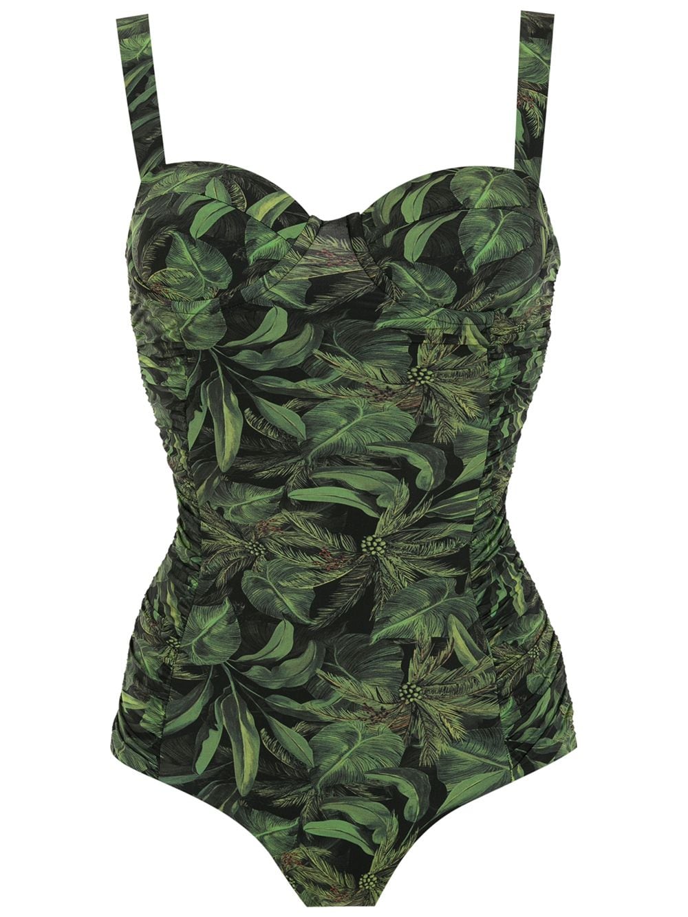 Isolda Coqueiral foliage-print swimsuit - Black von Isolda