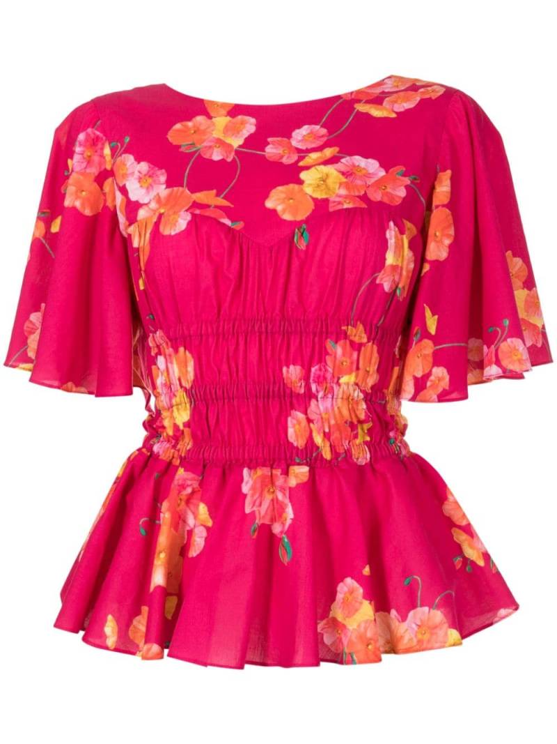 Isolda Papoula floral-print cotton blouse - Pink von Isolda
