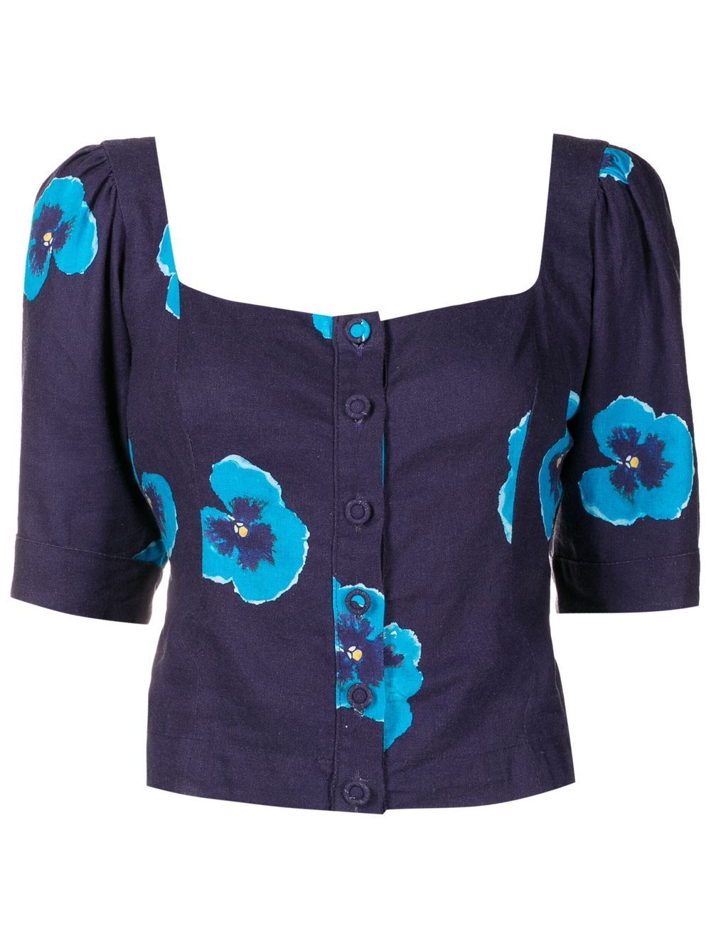 Isolda button-front floral-print blouse - Blue von Isolda