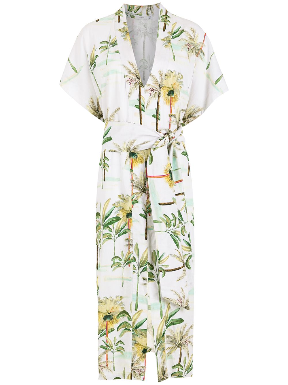 Isolda palm tree-print belted dress - Neutrals von Isolda