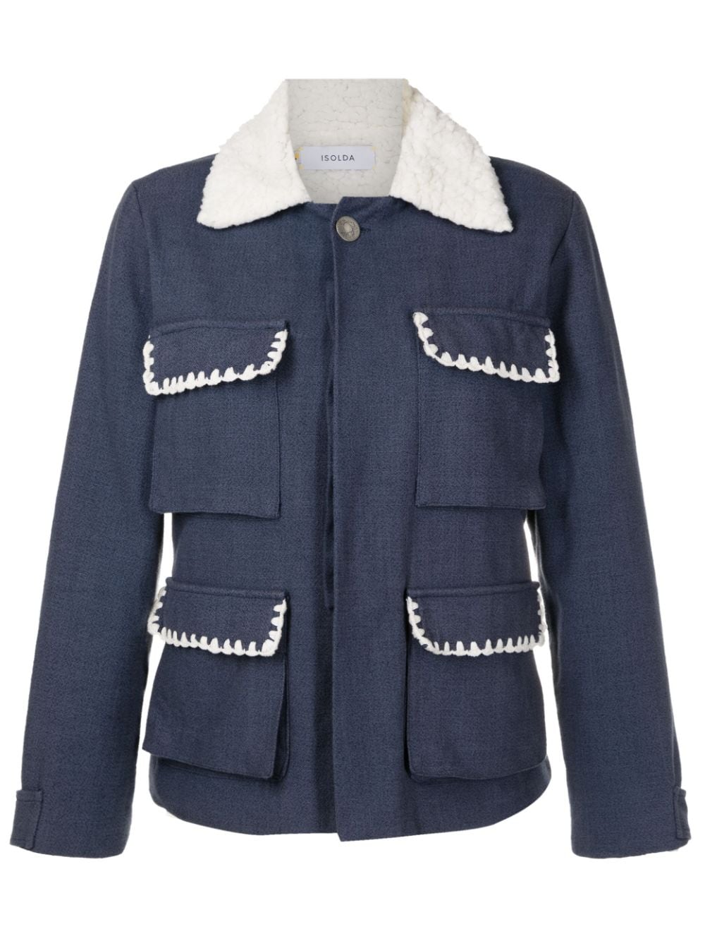 Isolda shearling-collar button-up jacket - Blue von Isolda