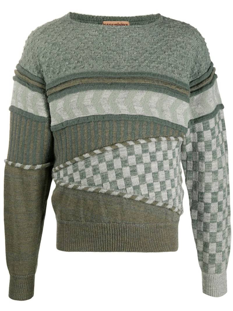 Issey Miyake Pre-Owned 1980s multi-textured jumper - Green von Issey Miyake Pre-Owned
