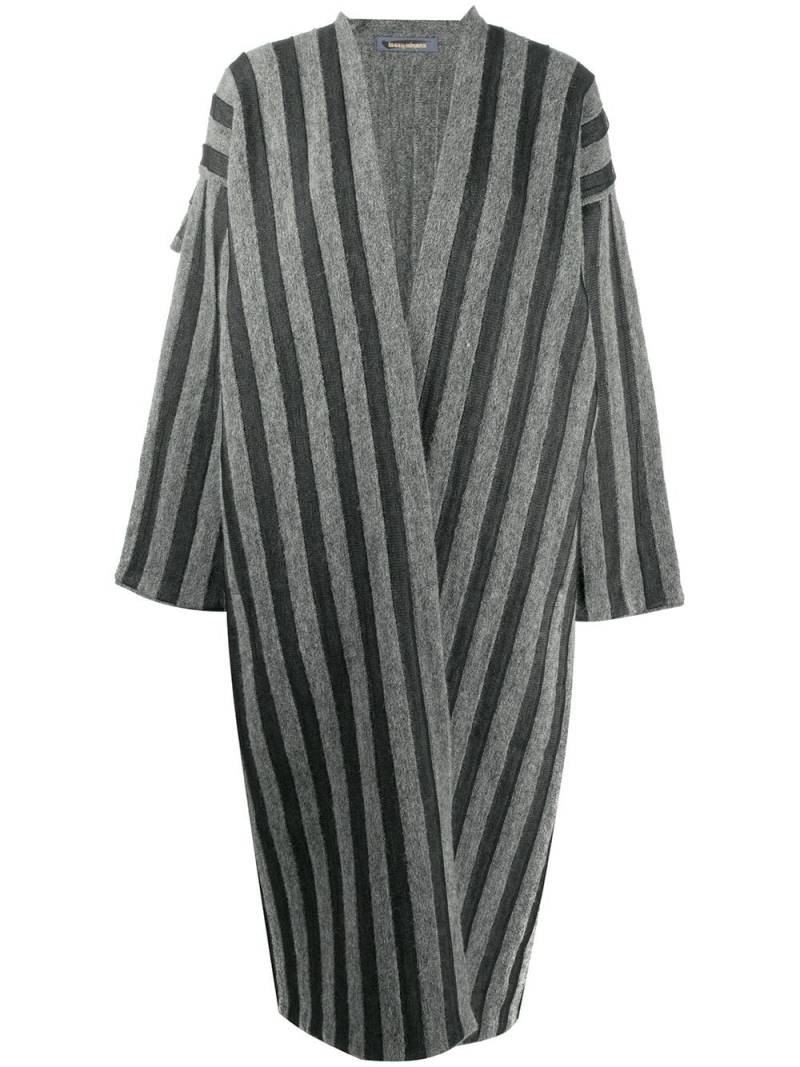 Issey Miyake Pre-Owned 1980s striped open front coat - Grey von Issey Miyake Pre-Owned