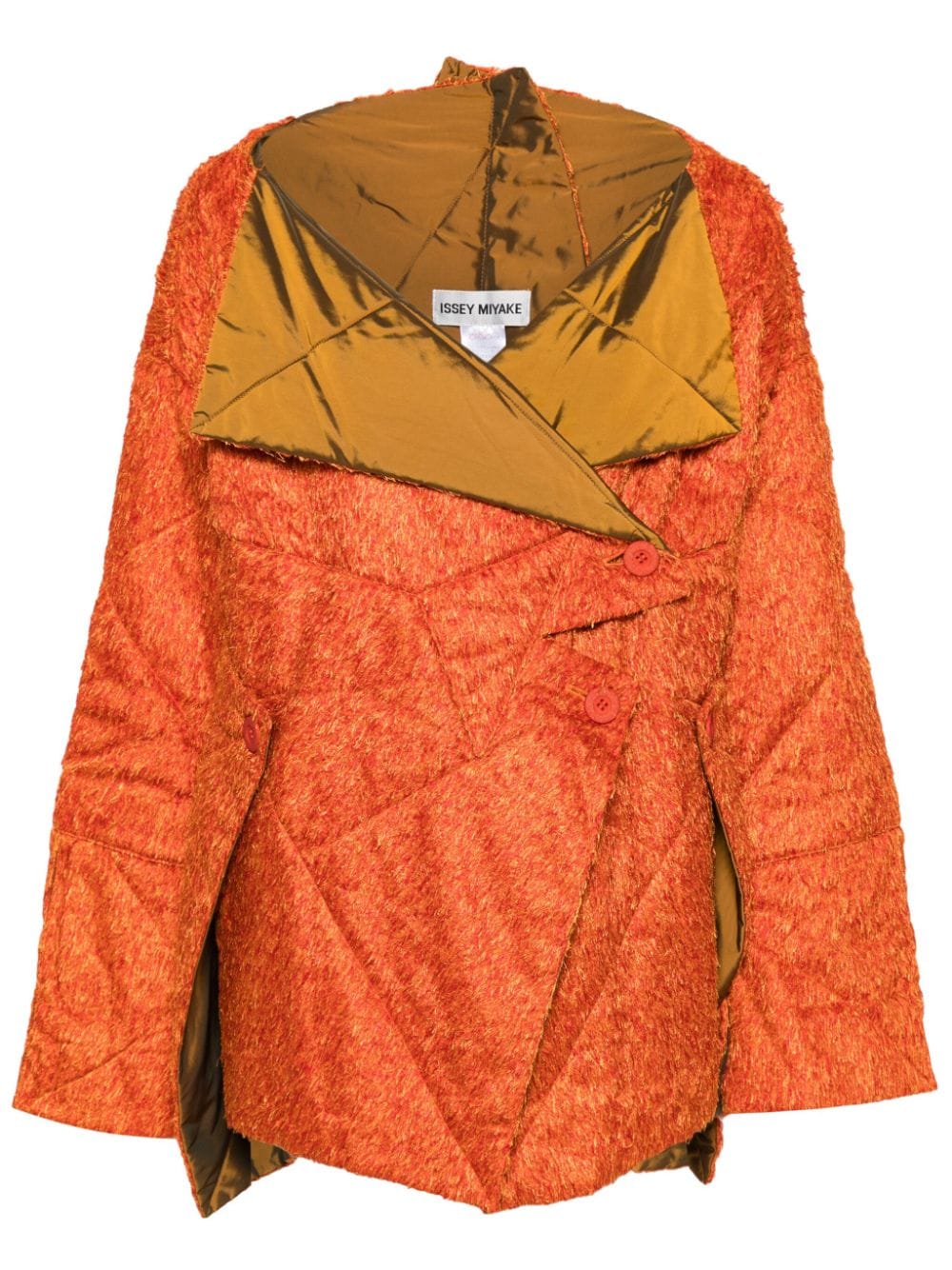 Issey Miyake Pre-Owned 1990 bouclé colour-block coat - Orange von Issey Miyake Pre-Owned