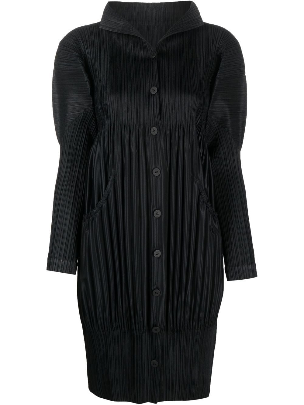 Issey Miyake Pre-Owned 2000s Pleats Please plissé button-up dress - Black von Issey Miyake Pre-Owned