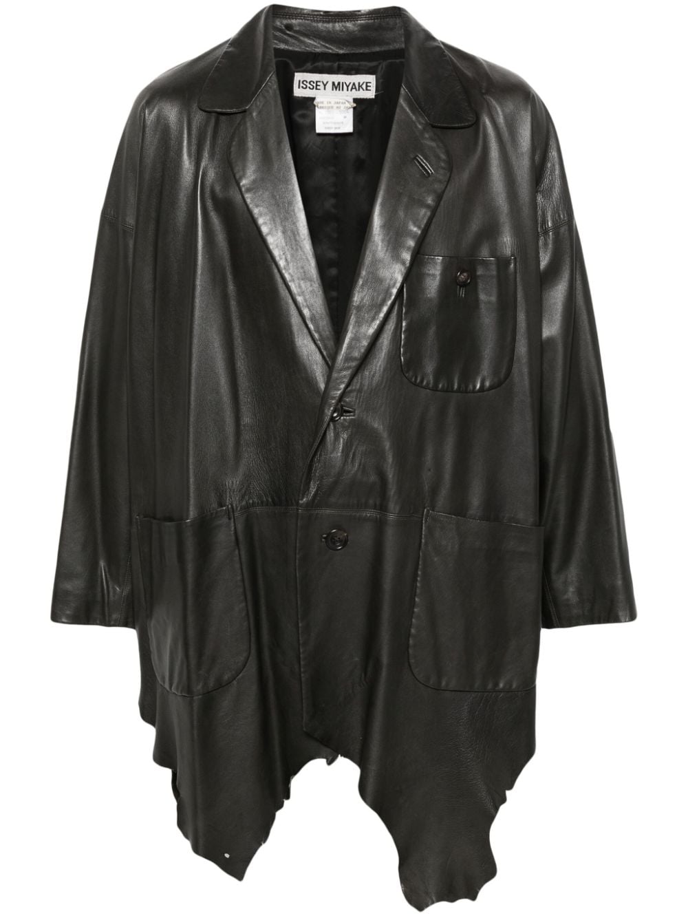 Issey Miyake Pre-Owned handkerchief-hem leather coat - Black von Issey Miyake Pre-Owned