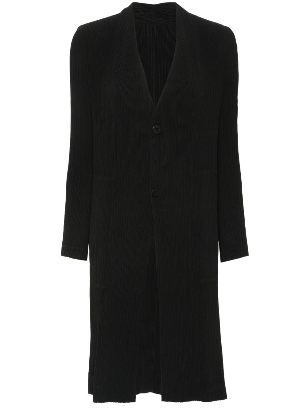 Issey Miyake V-neck pleated coat - Black von Issey Miyake
