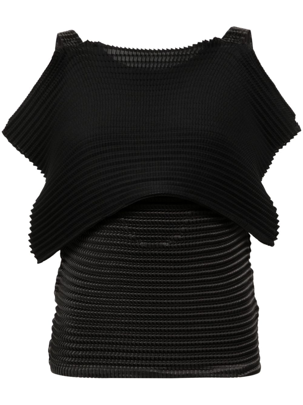Issey Miyake plissé layered blouse - Black von Issey Miyake